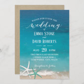 Starfish Beach Wedding Party Einladung (Vorne/Hinten)