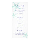 Starfish Beach Wedding Program - Türkis Blue Werbekarte (Hinten)