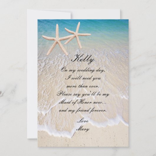 Starfish Beach Wedding Trauzeugin Card Einladung (Vorderseite)
