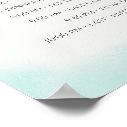 Starfish Beach Wedding Welcome and Timeline Sign Poster (Ecke)