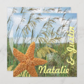Starfish Beach Wedeldusche Einladung (Vorne/Hinten)