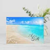 Starfish-Bestimmungsort-Strand-Hochzeits-Einladung Einladung (Stehend Vorderseite)