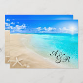 Starfish-Bestimmungsort-Strand-Hochzeits-Einladung Einladung (Vorne/Hinten)