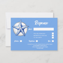 Starfish Blau-Silbermedaille schicke Reaktion RSVP Karte
