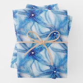 Starfish-blaues, nahtloses Strandmuster Geschenkpapier Set (Beispiel)
