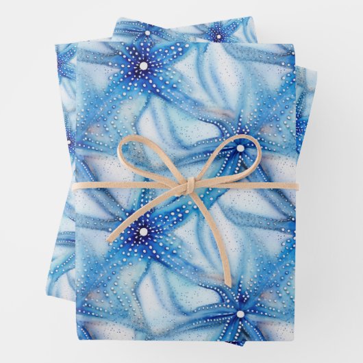 Starfish-blaues, nahtloses Strandmuster Geschenkpapier Set (Beispiel)