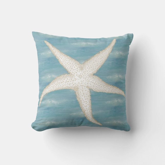 Starfish-blaues Seekissen Kissen (Vorderseite)