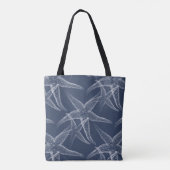 Starfish Blue Monogram Beach Totbeutel Tasche (Rückseite)