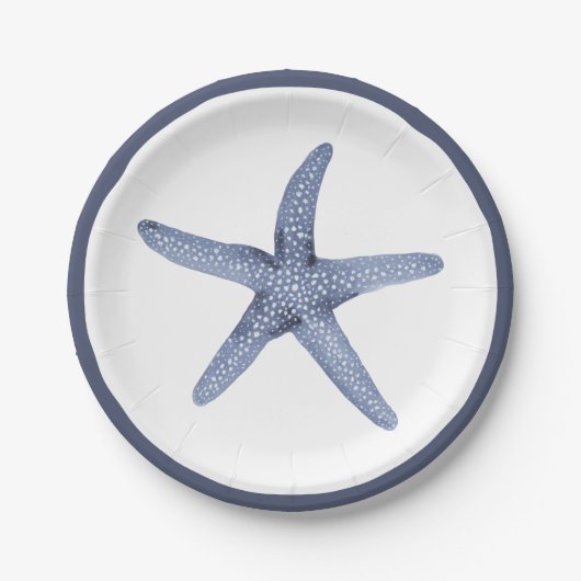 Starfish Blue Nautic Party Teller (Vorderseite)