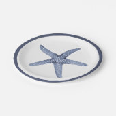 Starfish Blue Nautic Party Teller (Schrägansicht)