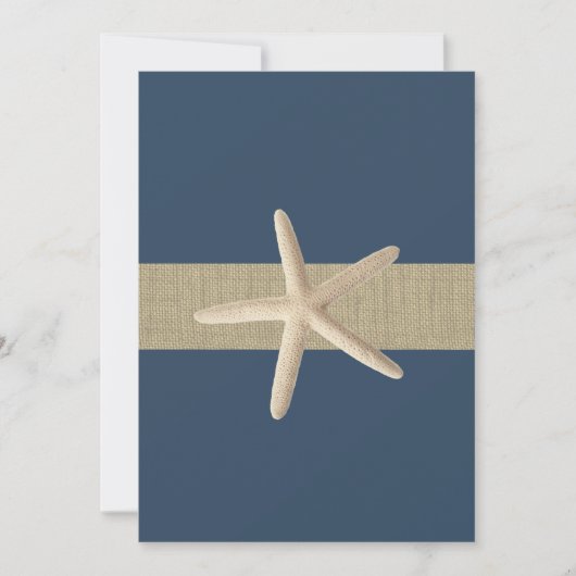 Starfish Blue Stripes Beach Hochzeit Einladung (Vorderseite)