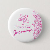 Starfish Blume Mädchen rosa Hochzeit Button / Tast (Vorderseite)