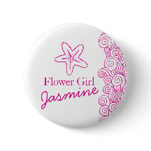 Starfish Blume Mädchen rosa Hochzeit Button / Tast