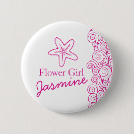 Starfish Blume Mädchen rosa Hochzeit Button / Tast