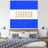 STARFISH Bright Royal Blue White Seaside Stripes Leinwanddruck (Insitu (Schlafzimmer))