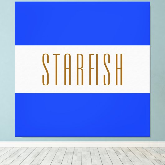 STARFISH Bright Royal Blue White Seaside Stripes Leinwanddruck (Insitu (Holzboden))