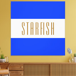 STARFISH Bright Royal Blue White Seaside Stripes Leinwanddruck