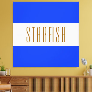 STARFISH Bright Royal Blue White Seaside Stripes Leinwanddruck