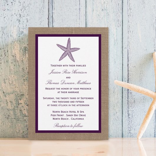 Starfish Burlap Beach Hochzeit | Wählen Sie Ihre F Einladung