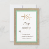 Starfish Burlap Beach Tropical Wedding RSVP (Vorderseite)