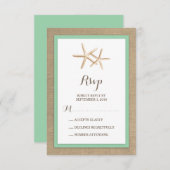 Starfish Burlap Beach Tropical Wedding RSVP (Vorne/Hinten)