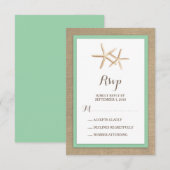Starfish Burlap Beach Tropical Wedding RSVP Karte (Vorne/Hinten)