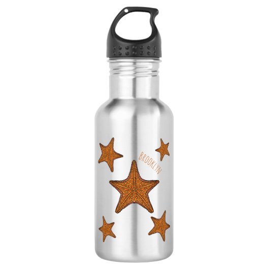 Starfish Cartoon Edelstahlflasche (Vorderseite)