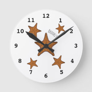 Starfish Cartoon Runde Wanduhr