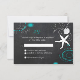 Starfish Chalkboard Beach Hochzeit UAWG RSVP Karte