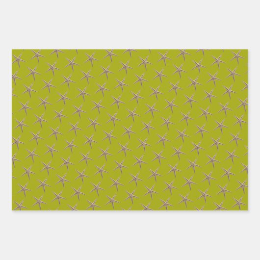 Starfish Chartreuse Green Jeder Anlass Geschenkpapier Set (Vorderseite 2)