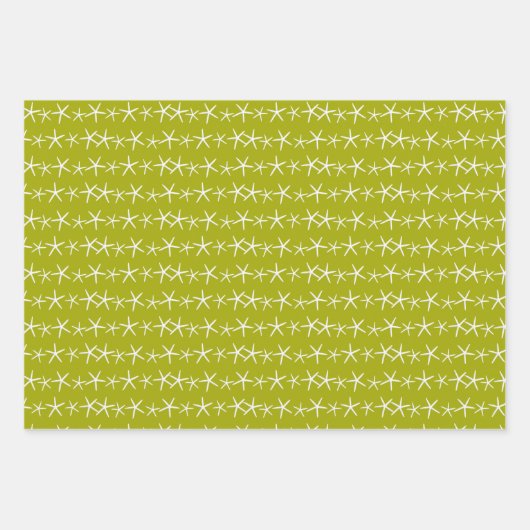 Starfish Chartreuse Green Jeder Anlass Geschenkpapier Set (Vorderseite)