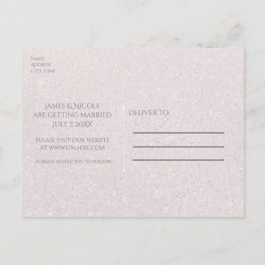 Starfish Classic White Beach Hochzeit Save the Dat Ankündigungspostkarte (Rückseite)