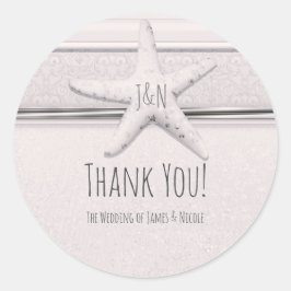 Starfish Classic White Elegant Beach Wedding Gefal Runder Aufkleber