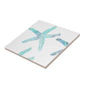 Starfish Coastal Beach Aquamarin Blue White Nautic Fliese (Seite)