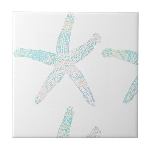 Starfish Coastal Beach Blue Aqua Schönes Geschenk Fliese (Vorderseite)