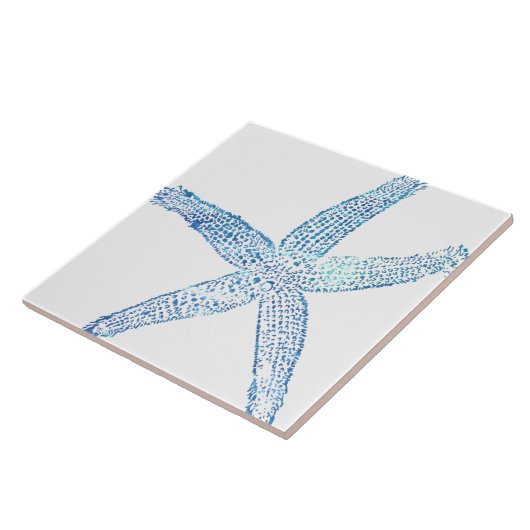 Starfish Coastal Beach Bue Weiß große Dekoration G Fliese (Seite)