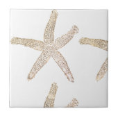 Starfish Coastal Beach Grau White Beige Geschenk Fliese (Vorderseite)