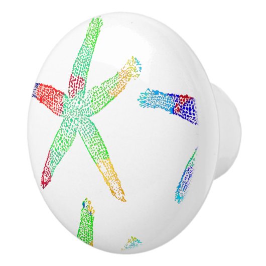Starfish Coastal Beach Multicolor Muster Moderne Keramikknauf (Rechts)