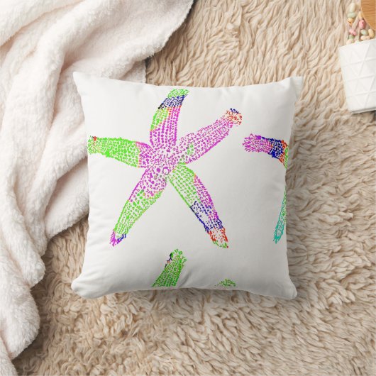 Starfish Coastal Beach Multicolor Muster Weiß Kissen (Decke)