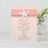 Starfish Coral Orange Elegante Beach Einladungen (Stehend Vorderseite)