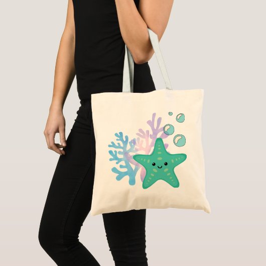 Starfish & Coral Reef Tote Bag - Ocean Inspiriert Tragetasche (Vorderseite (Produkt))
