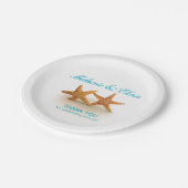 Starfish Couple am Beach Party | Aquamarin Pappteller (Schrägansicht)