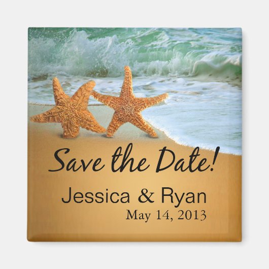 Starfish Couple am Strand Save the Date Magnet (Vorne)