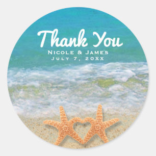 Starfish Couple auf der Beach Bridal Gastgeschenk Runder Aufkleber