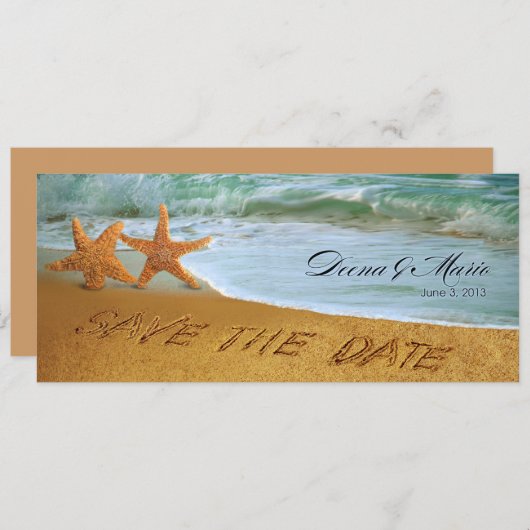 Starfish Couple Beach Hochzeit Save the Date (Vorne/Hinten)