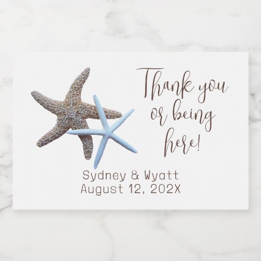 Starfish Couple Danke, Flasche Schaumweinetikett (Einzelnes Label)