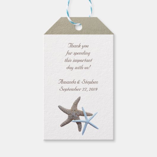 Starfish Couple Danke Gastgeschenk Hochzeit Geschenkanhänger (Vorderseite)