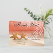 Starfish Couple Danke | GEFRAGT NAMEN IN SAND Einladung (Stehend Vorderseite)