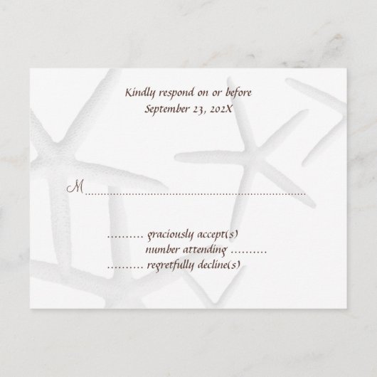 Starfish Couple Easy Wedding Antwort Postkarten (Rückseite)