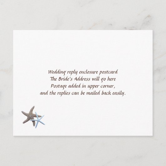 Starfish Couple Easy Wedding Antwort Postkarten (Vorderseite)